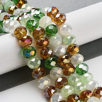 Glass Beads Strands, Faceted, Rondelle, Dark Sea Green, 10x8mm, Hole: 1mm, about 63~65pcs/strand, 19.2~20 inch(48~50cm)
