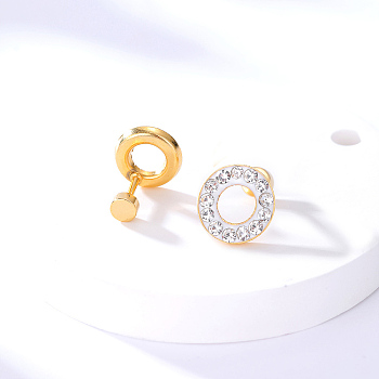 Elegant Circle Earrings with Water Diamond, 18K Gold Plated, Women's Fashion