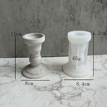 DIY Roman Pillar Candlestick Silicone Molds, for Plaster, Cement Craft Making, White, 85x112mm, Inner Diameter: 40mm