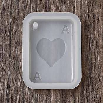 Playing Card Theme DIY Pendant Silicone Molds, Resin Casting Molds, for UV Resin, Epoxy Resin Craft Making, WhiteSmoke, Heart, 48x36x10mm, Hole: 2mm