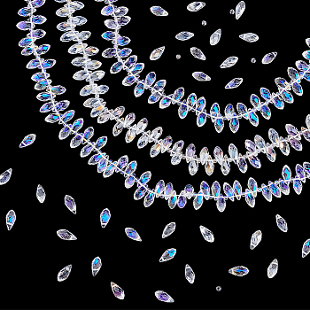 3Strands 3 Styles Electroplate Glass Faceted Teardrop Beads Strands, Top Drilled Beads, Clear AB, 11.5~13x6mm, Hole: 1mm, 1strand/style