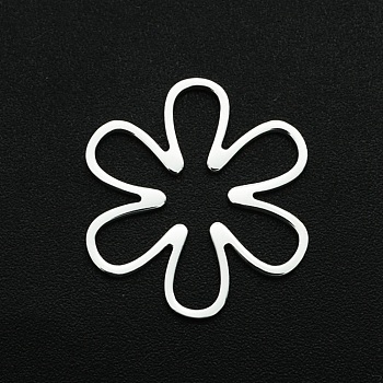 201 Stainless Steel Chandelier Component Links, Flower, Laser Cut, Stainless Steel Color, 18x20x1mm