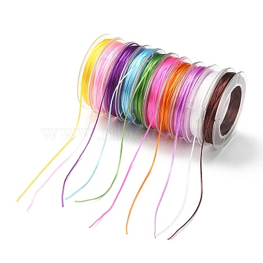 10 rollos 10 colores juego de cuerdas de cristal elástico plano(EW-YW0001-10)-2