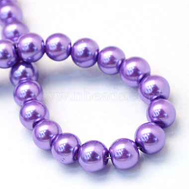 Baking Painted Pearlized Glass Pearl Round Bead Strands(X-HY-Q003-6mm-27)-4