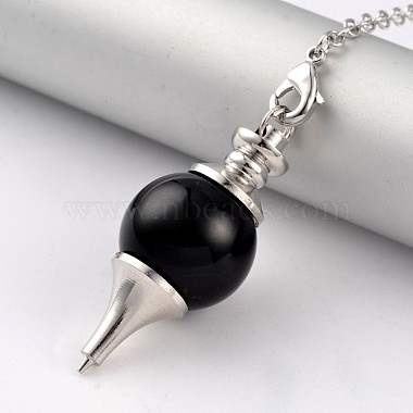 Natural Obsidian Sphere Dowsing Pendulums(X-BJEW-E292-A04)-2
