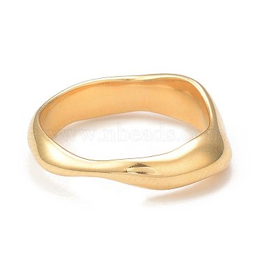 Ion Plating(IP) 304 Stainless Steel Wave Finger Ring for Women(RJEW-I096-29G)-3