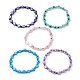 pierres précieuses mélangées faites à la main au chalumeau mauvais œil bracelets extensibles en perles(BJEW-JB10208)-1