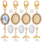 DIY Blank Oval & Angel Alloy Wedding Bouquet Charm Making Kit, Pendant Decoration Making, Golden, 8~39x8~29x1~5mm, Hole: 2.5mm(DIY-SC0025-08)