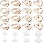 DIY Finger Rings Making Kits, Including Adjustable 304 Stainless Steel Finger Rings Components, Transparent Glass Cabochons, Rose Gold, Components: Tray: 6mm/8mm/10mm/12mm, Size: 7~8, 17~18mm, 16pcs/box(DIY-NB0004-65RG)