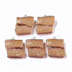 Resin Pendants, with Platinum Tone Iron Loop, Imitation Food, Red Cooked Pork, Sandy Brown, 31.5~32.5x31x12mm, Hole: 2mm(X-RESI-R426-02)