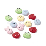 Spray Painted Resin Cabochons, DIY Accessories, Heart & Cloud & Star & Frog & Rabbit with Smile Face, Mixed Color, 15~20x14~18x5~6mm(RESI-G031-03)