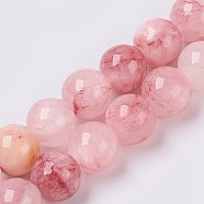 Natural Colorful Green Jade Beads Strands, Dyed, Round, Misty Rose, 10mm, Hole: 1.4mm, about 39pcs/strand, 15.7 inch(40cm)(G-G757-02-10mm)