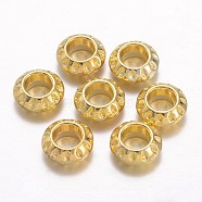 Tibetan Style Alloy European Beads, Large Hole Beads, Rondelle, Golden, Lead Free & Cadmium Free & Nickel Free, 10x4mm, Hole: 5mm(X-TIBEB-EAA386Y-G-FF)