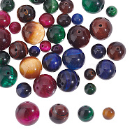 40Pcs 4 Sizes Natural Tiger Eye Beads, Dyed, Round, 6~12mm, Hole: 1mm, 10pcs/style(G-AR0005-07)