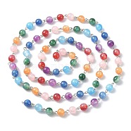 Handmade Resin Round Beaded Chains, with Platinum Brass Findings, Unwelded, Colorful, 14~15x8~8.5mm, about 3.28 Feet(1m)/Strand(AJEW-JB01166)
