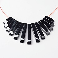 Non-Magnetic Synthetic Hematite Beads Strands, Graduated Fan Pendants, Focal Beads, Black, Rectangle, about 12~29.5mm long, 4mm wide, 4mm thick, about 13pcs/strand, hole: about 1mm(IMP010)