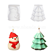 2Pcs 2 Style Christmas Candle Silicone Molds, for Scented Candle Making, Tree & Snowman, White, 6.3~6.6x7~7.4cm, Inner Diameter: 5.1~5.5x6.8~7.1cm, 1pc/style(CAND-FH0001-03)