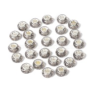 Rondelle Resin European Beads, Large Hole Beads, with Glitter Powder and Platinum Tone Brass Double Cores, Light Grey, 13.5x8mm, Hole: 5mm(RPDL-A001-01-06)