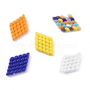 Handmade Czech Glass Beads Pendants, with Nylon Wire, Loom Pattern, Rhombus, Mixed Color, 28x18x3.5mm(PALLOY-JF00647)