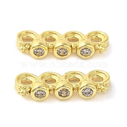 Rack Plating Brass Pave Clear Cubic Zirconia Spacer Bars, Flower Links, Long-Lasting Plated, Lead Free & Cadmium Free, Real 18K Gold Plated, 4.5x13.5x2.5mm, Hole: 1.4mm(KK-B088-11C-G)