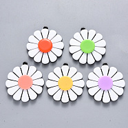 Cellulose Acetate(Resin) Pendants, Flower, Mixed Color, 36x33x6mm, Hole: 1.4mm(KY-R017-14)