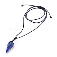 Natural Lapis Lazuli Pendants Necklaces, with Waxed Cord and Nylon Cord, Cone, 31.18 inch~33 inch(79.2~84cm), 1.5~2mm(NJEW-E140-A07)