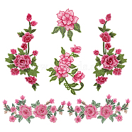 Peony Pattern 3D Polyester Computerized Embroidered Appliques, Adhesive/Sew on Patches, Costume Cheongsam Accessories, Mixed Color, 130~350x120~295x2~4mm, 6pcs/box(DIY-FG0003-91)