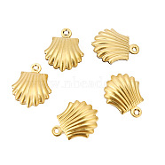 Stainless Steel Pendants, Shell Shape Charm, Golden, 13.5x11mm, Hole: 1mm(PW-WG63487-03)