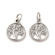 Brass Charms, with Jump Ring, Tree of Life Charm, Platinum, 12.5x10x1.5mm, Hole: 3.5mm(KK-Q403-01P)