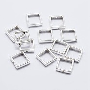 925 Sterling Silver Bead Frames, Square, Silver, 10x10x2mm, Hole: 0.8mm, Inner: 8x8mm(STER-F036-16S-10x10mm)