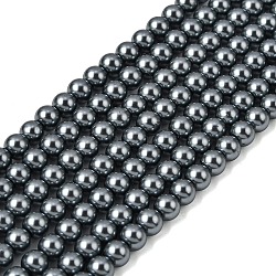 Eco-Friendly Dyed Glass Pearl Round Beads Strands, Grade A, Cotton Cord Threaded, Slate Gray, 6mm, Hole: 0.7~1.1mm, about 72pcs/strand, 15 inch(HY-A002-6mm-RB077)