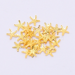Textured Brass Cabochons, Nail Art Decoration Accessories, Starfish, Golden, 5x5x0.8mm, 100pcs/bag(MRMJ-WH0065-57G)