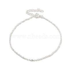 925 Sterling Silver Rope Chain Bracelets for Women, Silver, 6-5/8 inch(16.8cm), 1.3mm(BJEW-E101-01S-07)
