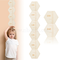 Hexagon Wood Measuring Growth Chart Rulers, with Stickers, Blanched Almond, 19x22x0.35cm(TOOL-WH0136-124B)