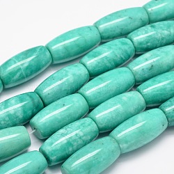 Dyed Natural Malaysia Jade Barrel Bead Strands, Imitated Amazonite Stones, 30x15mm, Hole: 1mm, about 13pcs/strand, 15.5 inch(G-L395-27-30x15mm)