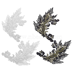4Pcs 4 Styles Polyester Flitter Embroider Thread Iron on/Sew On Patches, Cloth Appliques, Phoenix, Mixed Color, 408x258x1mm, 1pc/style(PATC-FG0003-40A)