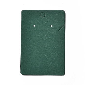 Paper Jewelry Display Cards, for Necklaces Earrings Storage, Dark Green, Rectangle, 9x6x0.05cm, Hole: 6mm and 1.6mm
