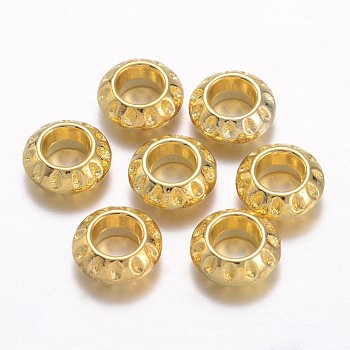 Tibetan Style Alloy European Beads, Large Hole Beads, Rondelle, Golden, Lead Free & Cadmium Free & Nickel Free, 10x4mm, Hole: 5mm