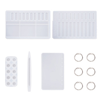 Fashewelry DIY Notebook & Pen Silicone Molds, Resin Casting Molds, for DIY Learning Tool Shape Making Crafts, with Iron Loose Leaf Book Binder Hinged Rings, White, Hinged Rings: 20x2mm, Inner Diameter: 15mm, 10pcs/bag