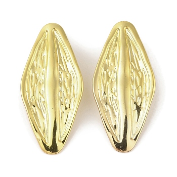 Leaf Brass Stud Earrings for Women, Lead Free & Cadmium Free, Real 18K Gold Plated, 56x25.5mm