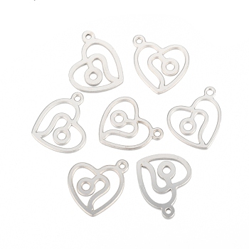 304 Stainless Steel Pendants, Laser Cut, Heart with Constellation, Leo, 15.5x13x0.8mm, Hole: 1.5mm
