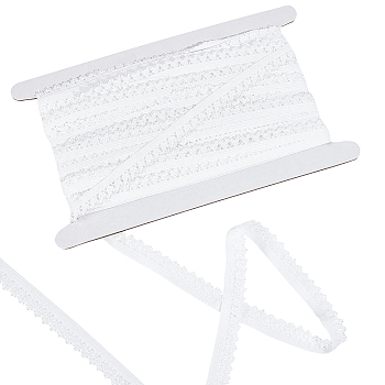 Polyester Elastic Ribbon, Flat, White, 13mm
