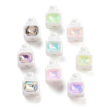 Opaque Rhinestone Acrylic Beads, Bowknot Bottle Shape, Mixed Color, 18x13.5x12.5mm, Hole: 3.7mm