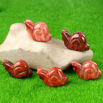Natural Red Jasper Carved Healing Snail Figurines, Reiki Energy Stone Display Decorations, 18x24~28x12mm