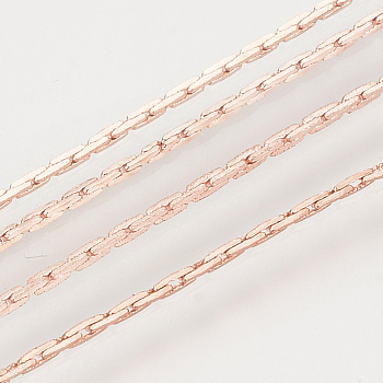 Brass Cardano Chains, Unwelded, Cadmium Free & Nickel Free & Lead Free, Rose Gold, 0.9x0.6mm