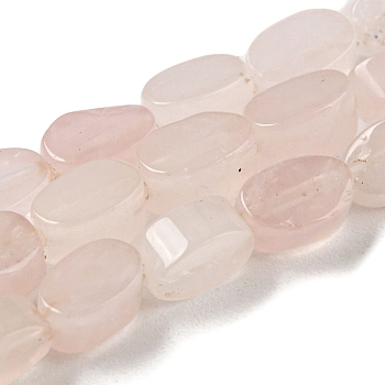 Natural Rose Quartz Beads Strands, Flat Oval, 6~6.5x4~4.5x2.5mm, Hole: 0.6mm, about 64pcs/strand, 15.94''(40.5cm)