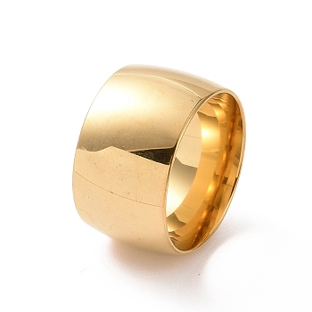 201 Stainless Steel Wide Plain Band Ring for Women, Golden, Inner Diameter: 17mm