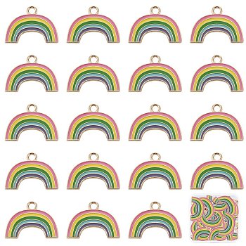 Alloy Enamel Pendants, Rainbow, Colorful, 17x23x1mm, Hole: 2mm