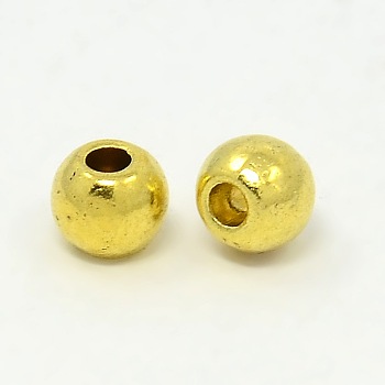 Tibetan Style Alloy Beads, Barrel, Cadmium Free & Nickel Free & Lead Free, Antique Golden, 6x5mm, Hole: 2.5mm.