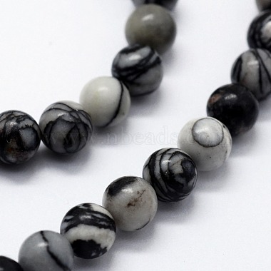 Chapelets de perles de pierre noire/soie noires naturelles(X-G-I199-11-6mm)-3